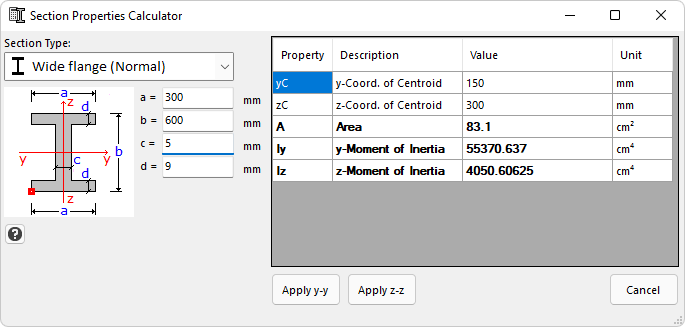 SectionPropertiesCalculator